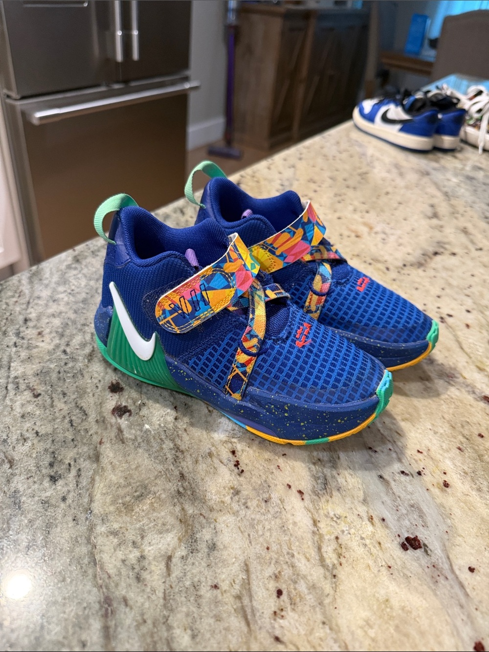 Nike Kids Blue Multicolor Strap Sneakers